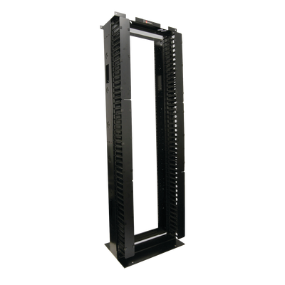 Rack de Aluminio System de 7ft x 19in, 45UR, Con organizadores verticales, conexión de tierra y accesorios de montaje