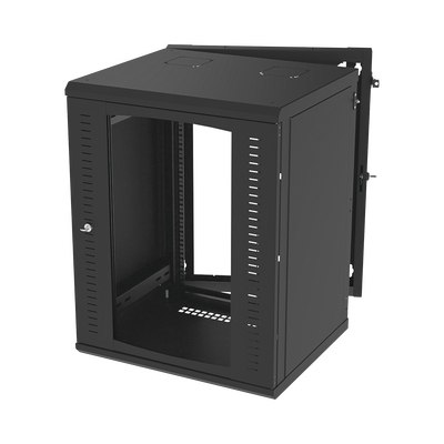 Gabinete Abatible de Pared (Con Marco Trasero) con Rack 19&quot; de 16 Unidades. Ventana de Cristal Templado.