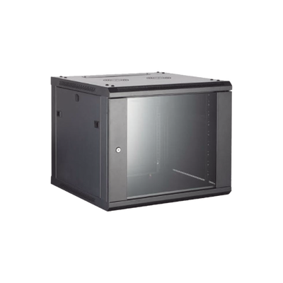 Gabinete para Montaje en Pared - Piso / Puerta de Cristal Templado / Cuerpo Fijo / 12 Unidades de Rack / 19&quot; / Fabricado en Acero