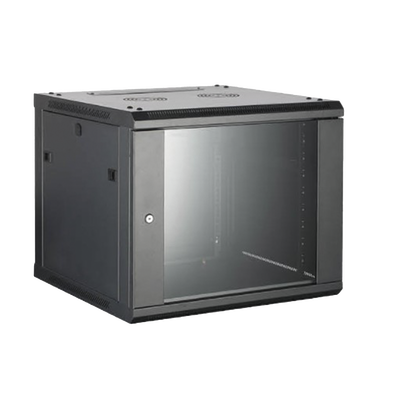 Gabinete para Montaje en Pared - Piso / Puerta de Cristal Templado / Cuerpo Fijo / 9 Unidades de Rack / 19&quot; / Fabricado en Acero