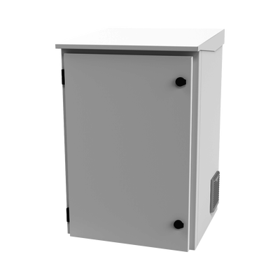 Gabinete de Exterior con Rack de 19&quot; de 16U con Ventiladores y Termostato, Se envía el Gabinete Armado. (Montaje a poste o torre se vende por separado).