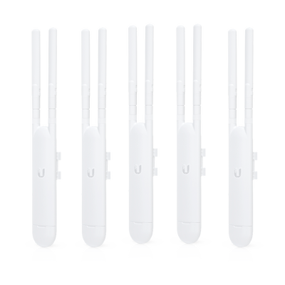 Paquete de 5 Access Point UniFi doble banda para exterior, antenas desmontables 360° , 802.11ac MIMO 2X2, hasta 100 usuarios por equipo. 802.3af, Sin PoE´s