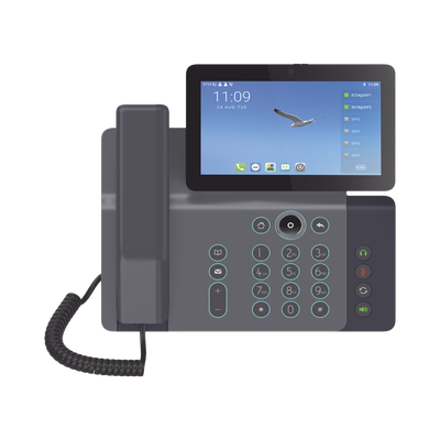Videoteléfono IP inteligente Insignia, Android 9.0, 20 líneas SIP, pantalla a color 7&quot; ajustable, Teclado de iluminación configurable, PoE, conferencia local de 10 vías.