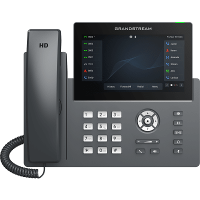Teléfono IP Wi-Fi, Grado Operador, 12 líneas SIP con 6 cuentas, pantalla táctil  7&quot;, puertos Gigabit, Bluetooth, PoE, codec Opus, IPV4/IPV6 con gestión en la nube GDMS