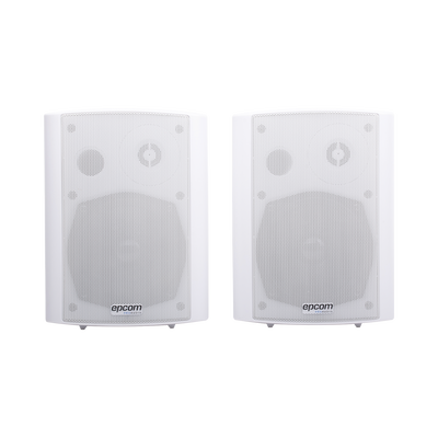 Altavoces Amplificada de Montaje en Pared 5&quot;+1.5&quot; | RMS 20W@8ohms y Pasivo 20W | Material ABS | Reja Metálica | Bracket de Metal | Color Blanco