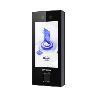 Terminal Facial Min Moe con LECTOR DE HUELLAS y Tarjetas MIFARE / 3000 Rostros / 3000 Huellas / Pantalla 4.5&quot; / Administrable en la Nube con Hik-Connect Teams  / Exterior IP65  / PoE / WiFi / HIK-IA