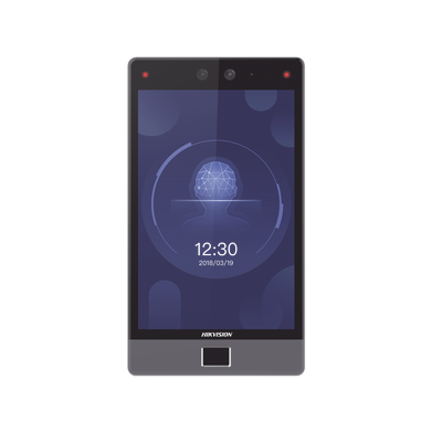Terminal Facial Min Moe 8&quot; Touch con Lector de Huellas / Delgada y Estética / PoE / 100,000 rostros / Exterior IP65 / Función de Videoportero y Lectura de Códigos QR / Lectura de tarjetas / HIK-IA