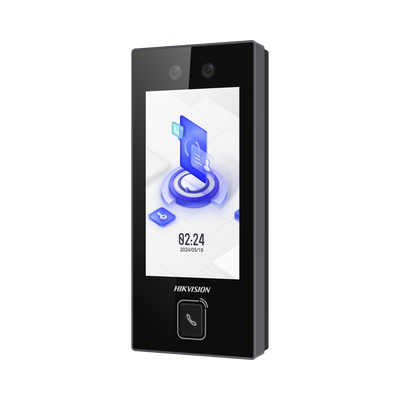 Terminal Facial Min Moe con BOTON DE LLAMADA FÍSICO / 3000 Rostros / Pantalla 4.5&quot; / Administrable en la Nube con Hik-Connect Teams / Exterior IP65 / PoE / WiFi / HIK-IA