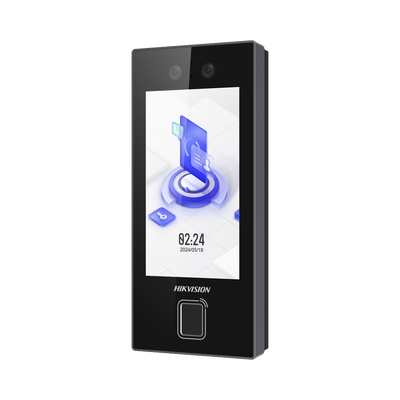 Terminal Facial Min Moe con LECTOR DE HUELLAS y Tarjetas PROX EM / 3000 Rostros / 3000 Huellas / Pantalla 4.5&quot; / Administrable en la Nube con HikConnect Teams  / Exterior IP65  / PoE / WiFi / HIK-IA