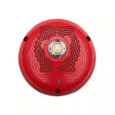 Bocina con Lámpara Estroboscópica, Montaje en Pared, Color Rojo, Nuevo Diseño Moderno y Elegante y Menor Consumo de Corriente