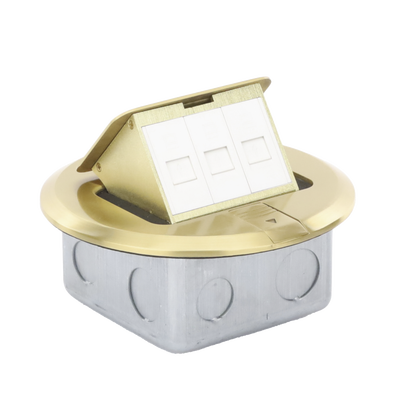 Mini caja de piso redonda para datos o conectores tipo Keystone, color bronce (3 contactos) (11000-12102) 