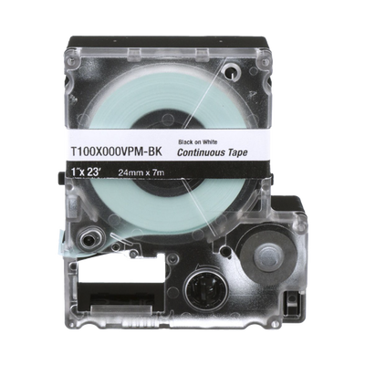  Casete de Etiquetas de Vinilo de Cinta Continua, Color Negro Sobre Blanco, Uso Interior/Exterior, 24 mm (1 in) de Ancho x 7.6 Metros de Largo