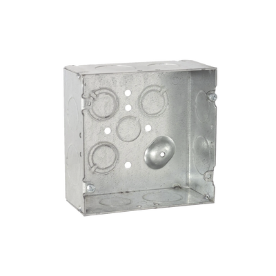 Caja Cuadrada 4 11/16&quot; x 4 11/16&quot;/ Profundidad 2- 1/8&quot;/ 4 Entradas 1&quot;, 4 Entradas 3/4&quot;, 1 Entrada 1/2&quot; y 3 TKO (1/2&quot;-3/4&quot;).