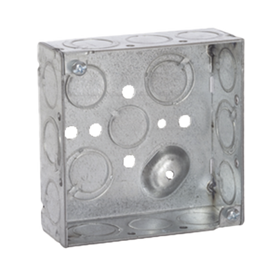 Caja Cuadrada 4 x 4&quot;/Profundidad 1- 1/2&quot;/ 10 Entradas de 1/2&quot; y 6 TKO (1/2&quot;-3/4&quot;).