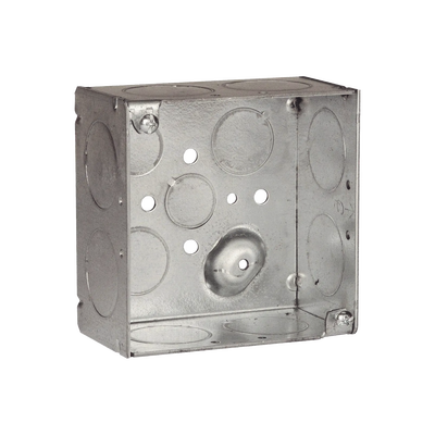 Caja Cuadrada Galvanizada de 4&quot; x 4&quot;/ Profundidad de 2 1/8&quot; /8 Entradas 1&quot;, 3 Entradas 1/2&quot; y  2 Entradas 3/4&quot;/ Soldada.