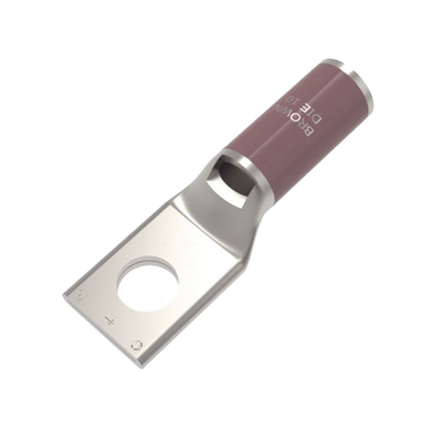 Zapata Terminal de Compresión de Cobre Electrolítico Estañado de Cañón Corto para Tornillo de 1/2&quot; y Calibre 2 AWG.