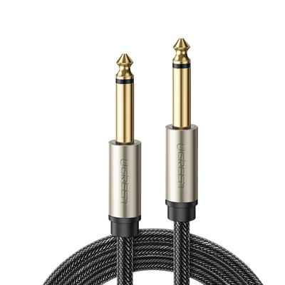 Cable de Audio Mono 6.35mm (1/4&quot;) Macho a 6.35mm (1/4&quot;) Macho / 10 Metros / Núcleo de Cobre / Blindaje Interno / Nylon Trenzado / Color Negro
