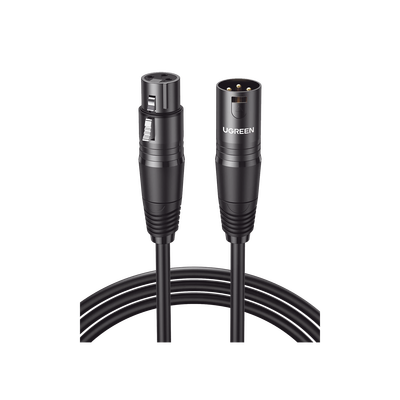 Cable para Micrófono XLR Tipo Canon Macho a Hembra / 10 Metros / Plug &amp; Play / Antiinterferencias / Triple Blindaje / Alta Calidad / Color Negro