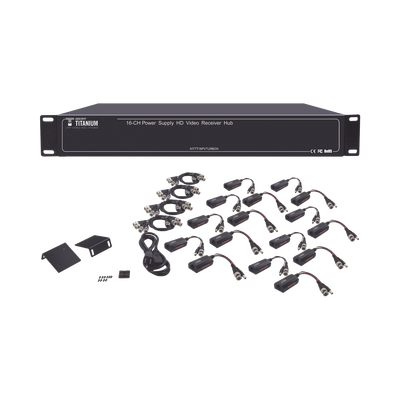 Kit de TRANSCEPTOR ACTIVO DE 16 Canales / VIDEO+PODER en un solo Cable UTP / 150m en 4K, 200m en 5 MP/ Envía 36 Vcc y recibe 12 Vcc / TODO INCLUIDO PARA RACK / Compatible con cámaras HD-TVI/CVI/AHD/CV