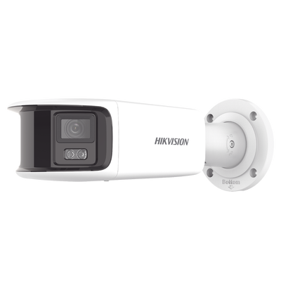 [FlexVu] [ PROTECCIÓN ACTIVA ] Bala IP Panorámica 8 Megapixel (4K) / 2 Lentes 4 mm (180°) / Imagen a Color 24/7 (ColorVu) / PoE / WDR 130° / IP67 / ACUSENSE / Luz Estroboscópica y Alarma Audible / 40 
