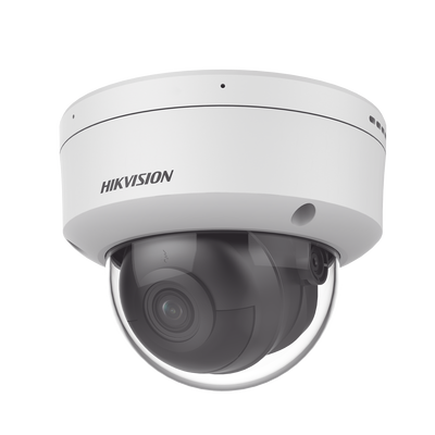 Domo IP 4 Megapixel / Lente 2.8 mm / 40 mts IR / Exterior IP67 / IK10 / Microfono Integrado / DARKFIGHTER / Audio y Alarma I/O / PoE / ONVIF / Micro SD / 4 Analíticos: AcuSense, Detección Facial, Cont