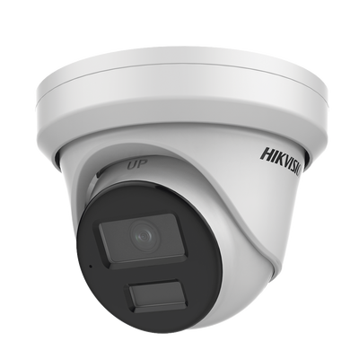 Turret IP 8 Megapixel (4K) / Lente 2.8 mm / 40 mts IR / Exterior IP67 / Micrófono Integrado / DARKFHGITER / Alarmas y Audio I/O / PoE / ONVIF / Micro SD / 4 Analíticos: AcuSense, Deteccion Facial, Con