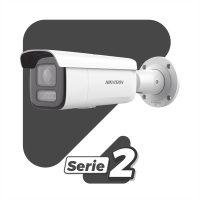 [Dual Light + 2 Micrófonos Integrados] Bala IP 2 Megapixel / Lente Mot. 2.8 a 12 mm / 60 mts Luz Blanca + 60 mts IR / ACUSENSE / Exterior IP67 / IK10 / WDR 120 dB / PoE+  / Alarmas I/O / Micro SD / Me
