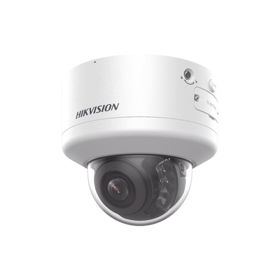 Domo IP 8 Megapixel (4K) / Lente Mot. 2.7 a 13.5 mm / 40 mts IR EXIR / Exterior IP66 / IK10 / DARKFIGHTER / Audio y Alarma I/O / PoE+ / ONVIF / Micro SD / 4 Analíticos: AcuSense, Deteccion Facial, Con