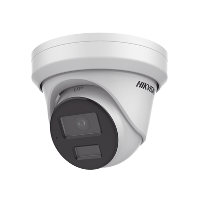 Turret IP 4 Megapixel / Lente 2.8 mm / Dual Light (40 mts IR + 40 mts Luz Blanca / DARKFIGHTER S / Microfono Integrado /  Exterior IP67 / WDR 130 dB /  4 Analíticos: AcuSense, Deteccion Facial, Conteo