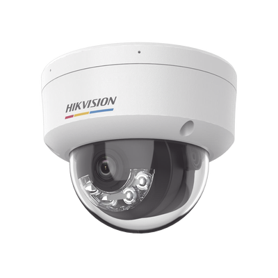 [Dual Light + ColorVu] Domo IP 2 Megapixel / Lente 2.8 mm / 30 mts IR + 30 mts Luz Blanca / Micrófono Integrado / ACUSENSE Lite / Exterior IP67 / IK08 / WDR 120 dB / PoE / Micro SD 