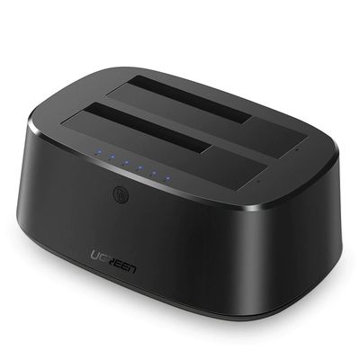 Base USB 3.0 para Disco Duro de Doble Bahía | Soporta Discos SATA de 2.5&#39; &amp; 3.5´ | Soporta discos de 12TB | Compatible con UASP, SATA 3.0 | Con adaptador de corriente 12V3A | Cable USB 1M | Alta Veloc