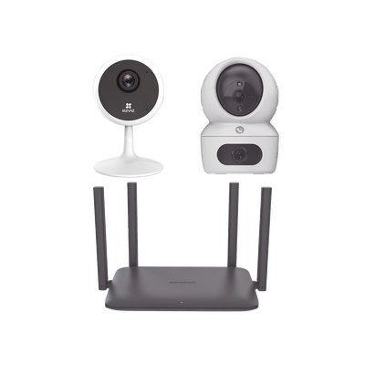 Kit de cámaras WiFi Para Uso en Interior / Incluye 1 pieza CS-H7C / 1 pieza CS-C1C / 1 Pieza de Router DS-3WR15X / Detección de Movimiento / Audio Bidireccional / 4 Puertos 1000 Mbps / Visión nocturna