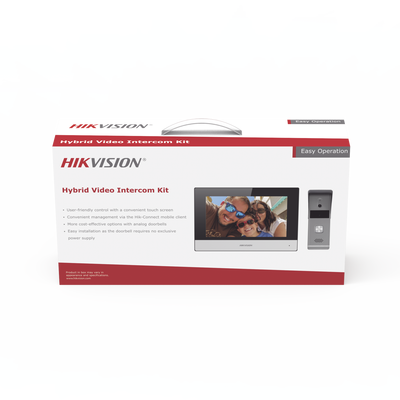 Kit de Videoportero Analógico de Metal / IP a 4 Hilos con Función de Llamada a App Hik-Connect / Monitor se Conecta a Internet por Cable o WiFi y por 4 Hilos al Frente de Calle  IP65 / Expandible a Ma