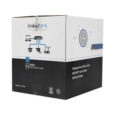 Bobina de cable de 305 metros Cat6+ Blindado F/UTP, CM, CALIBRE 23 ALTO RENDIMIENTO, ETL,UL, color azul, super flexible, para aplicaciones de video vigilancia, video HD, y redes de datos. Uso interior