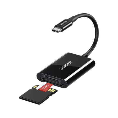 Lector de Tarjetas USB-C 3.1 | Soporta Micro-SD (TF) /SD | 5Gbps | 170 MB/s | OTG | Soporta hasta 2TB | Admite intercambio en Caliente | 2 tarjetas simultaneas | Soporta Windows/Mac OS/Linux | Color N