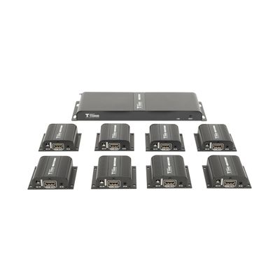 Kit Divisor y Extensor HDMI (Extender Splitter)  / Divide 1 Fuente HDMI a 8 Pantallas / Extiende la señal HDMI hasta 40 m / Resolución 1080P @ 60 Hz / Cat 6/6a/7 / Uso 24/7 / Salida Loop en el Tx / IR