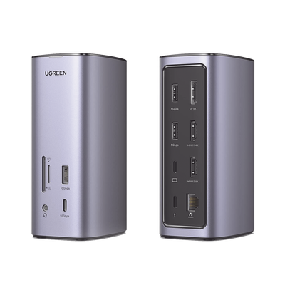 HUB USB-C (Docking Revodok Pro) 12 en 1 | 2 USB-A 3.0 | 1 USB-C PD Carga 100W | 1 USB-A 3.1 | 1 USB-C 3.1 | HDMI 4K | HDMI 8K Ultra HD | Display Port 4K | RJ45 (Gigabit) | Lector Tarjeta SD + Micro SD