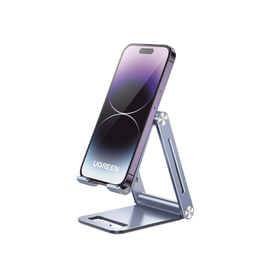 Soporte para Teléfono Celular de Aluminio / Angulo Ajustable / Amplia Compatibilidad con dispositivos de 4.7&#39;&#39; a 7.9&#39;&#39; / Antideslizante / Antiarañazos / Plegable / Color Azul