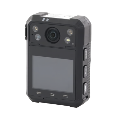 Body Camera Portátil / Grabación a 1920 × 1080p / Pantalla Frontal 1.77&quot; TFT / Conexión Remota 4G / WiFi / GPS / Fotos de Hasta 40 Megapixel / IP68 / H.265 / 128 GB de Almacenamiento / Microfono Integ