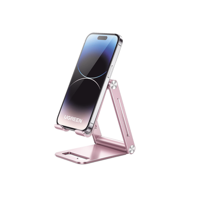 Soporte para Teléfono Celular de Aluminio / Angulo Ajustable / Amplia Compatibilidad con dispositivos de 4.7&#39;&#39; a 7.9&#39;&#39; / Antideslizante / Antiarañazos / Plegable / Color Rosa