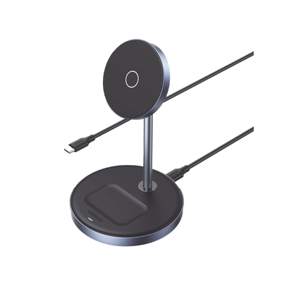Estación de Carga Inalámbrica | 3 en 1 | Compatible con MagSafe | Perfecto para iPhone y  AirPods | Carga Rápida Adaptativa /Simultanea | Múltiples Protecciones | Luz Indicadora LED | Aleación de Alum