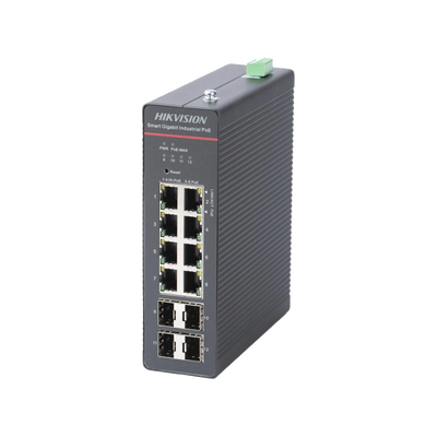 Switch Gigabit PoE+ / Industrial / Administrable / 4 Puertos Gigabit PoE+ (90 W) + 4 Puertos Gigabit PoE+(30 W) / 4 Puertos Gigabit SFP / 300 W Total / 48 a 57 VCD / Ideal para Proyectos / 300 Metros 