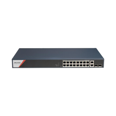 Switch Gigabit PoE+ / Administrable / 16 Puertos 1000 Mbps PoE+ (4 Puertos PoE++ 90 W) / 2 Puertos 1000 Mbps de Uplink / 2 Puertos SFP / Configuración Nube Hik-PartnerPro / Modo Extendido hasta 300 Me