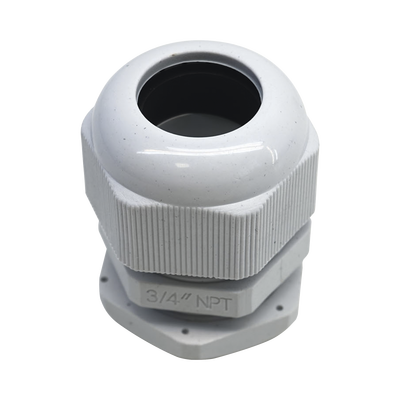 Conector Plástico Blanco Tipo Glándula para Rosca NPT 3/4&quot;
