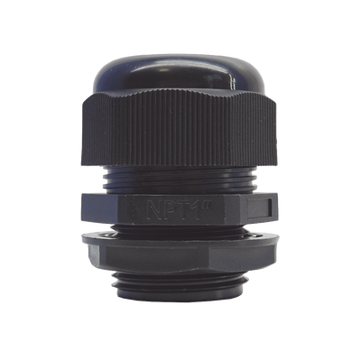 Conector Plástico Negro Tipo Glándula para Rosca NPT 1&quot;