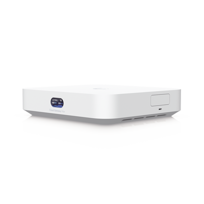 UniFi Cloud Gateway MAX, Router con todos los servicios UniFi, administra hasta 30 dispositivos UniFi y 300 clientes. 1 pto WAN 2.5G, 4 pts LAN 1G (uno configurable como WAN), seguridad IDS/IPS, VPN, 