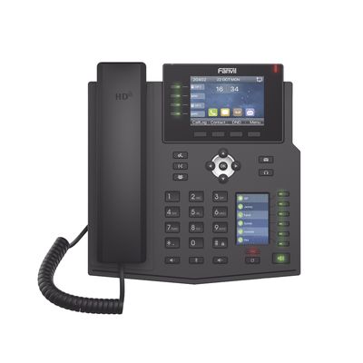 Teléfono IP Empresarial con Estándares Europeos, 16 líneas SIP con pantalla LCD a color 3.5&quot;, 30 teclas DSS/BLF, puertos Gigabit, IPv6, Opus y conferencia de 3 vías, PoE/DC