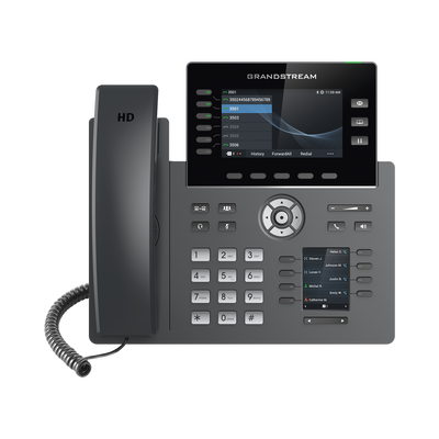 Teléfono IP Wi-Fi, Grado Operador, 6 líneas SIP con 6 cuentas, pantalla a color 4.3&quot;, puertos Gigabit, Bluetooth, PoE, codec Opus, IPV4/IPV6 con gestión en la nube GDMS