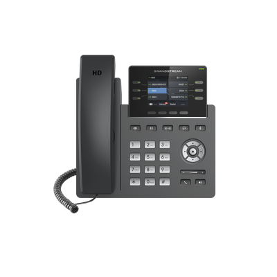 Teléfono IP Grado Operador, 3 líneas SIP con 6 cuentas, puertos Gigabit,PoE,  pantalla a color 2.4&quot;, codec Opus, IPV4/IPV6 con gestión en la nube GDMS