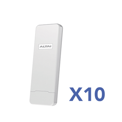 Paquete de 10 Puntos de Acceso C1N Super Wi-Fi, PTP y PTMP en 2.4 GHz , Con Antena Integrada Sectorial de 70°, Hasta 300 m de Cobertura, Antena de 10 dBi, Soporta Fichas-Vouchers. Administración en Nu